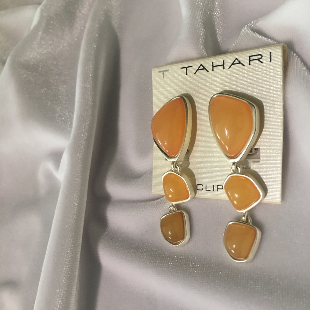 Elie Tahari Clip On Sweet Orange Earrings